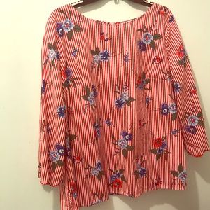 Red and white striped flower shirt